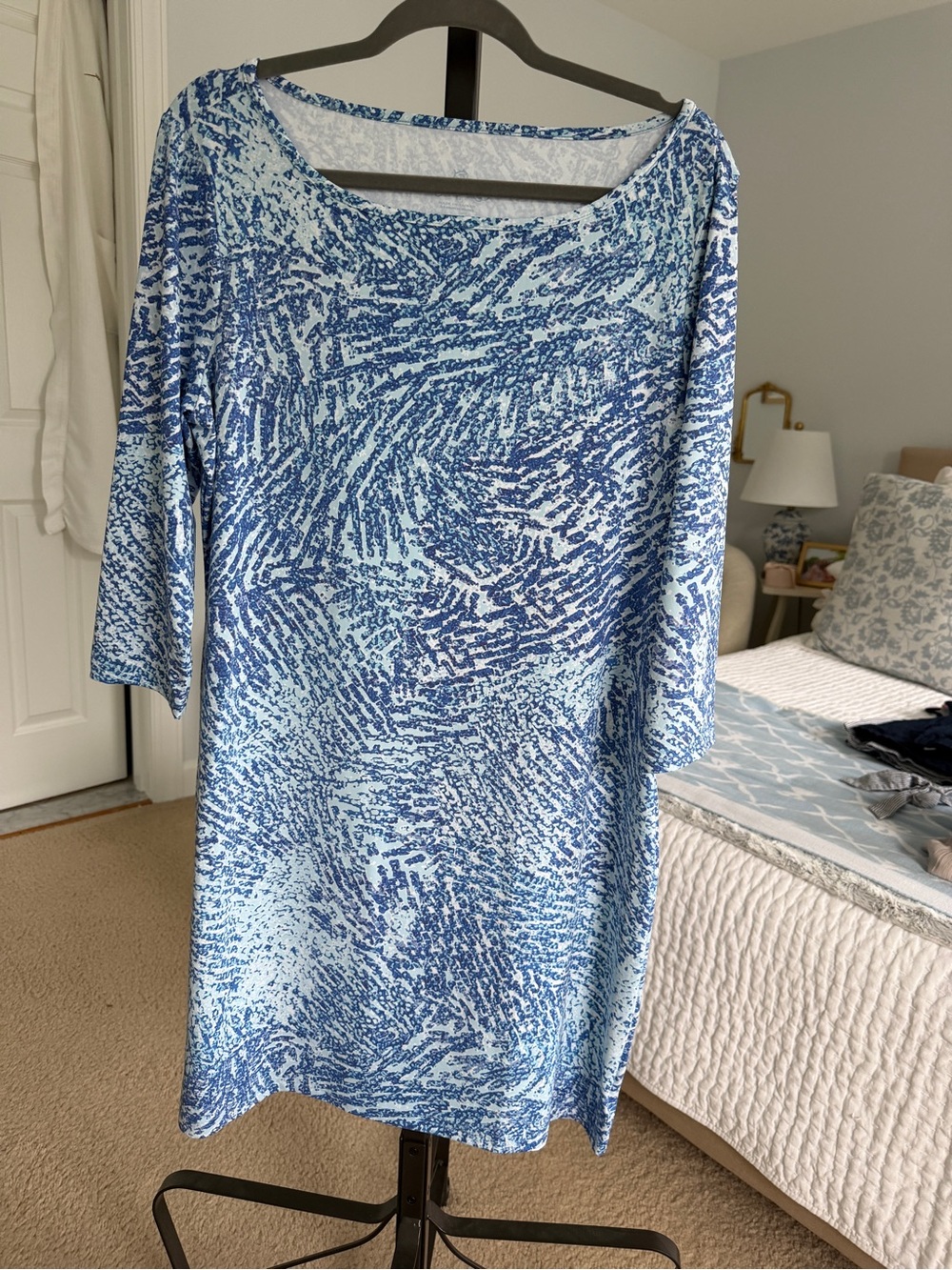 Southern Tide Blue Patterned Knit Shift Dress
